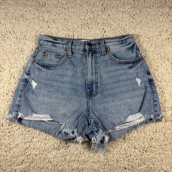 pistola Pants - Pistola Womens Size 26 Blue Denim Distressed High Rise Cutoff Shorts
